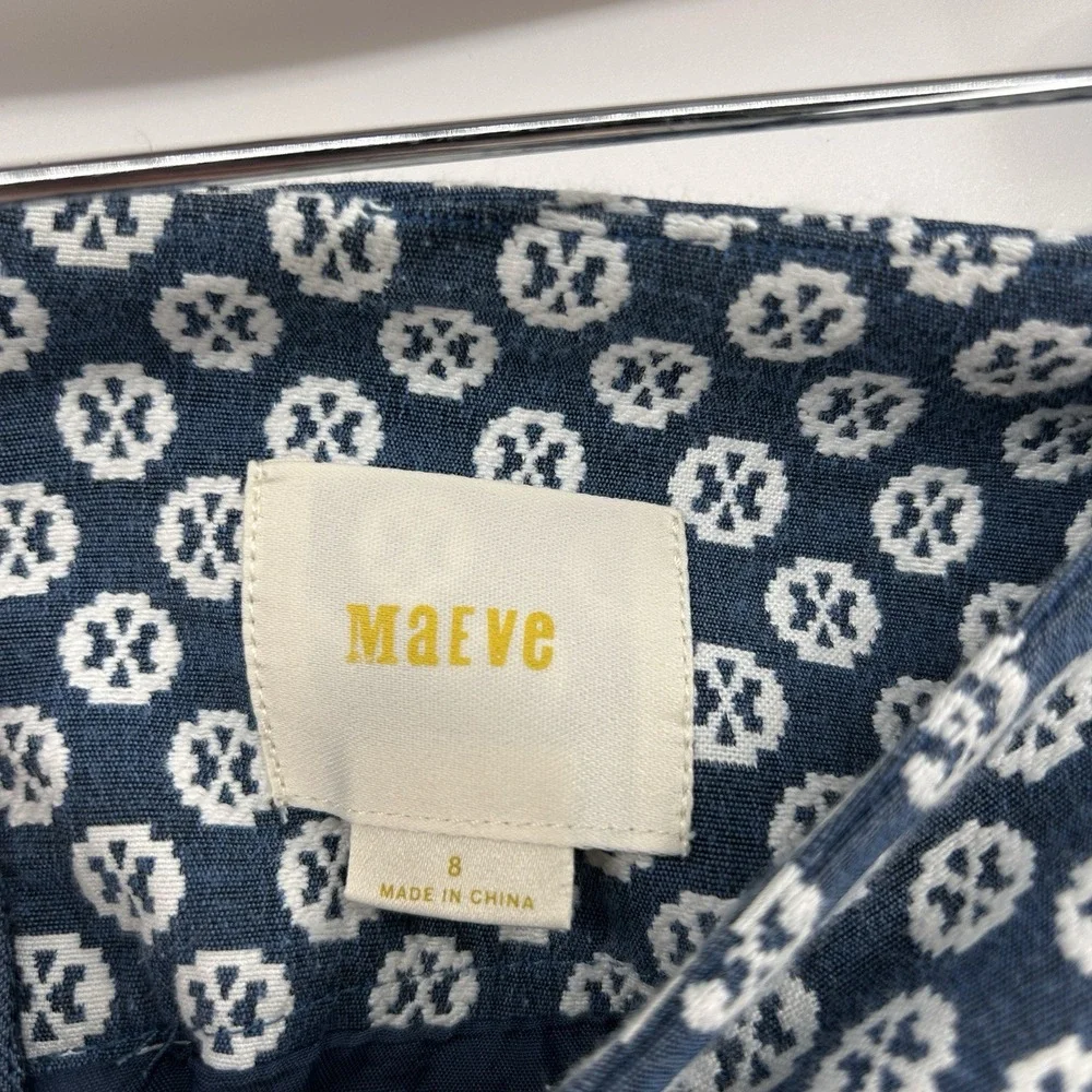 Anthropologie Maeve‎ Womens Fourth Street Swing Skirt Size 8 Blue Cottage Boho